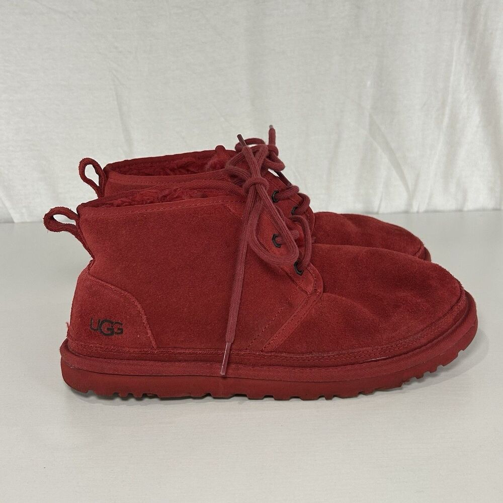 UGG‎ Neumel Red Samba Men’s Ankle Chukka Boots Size 8 Sheepskin